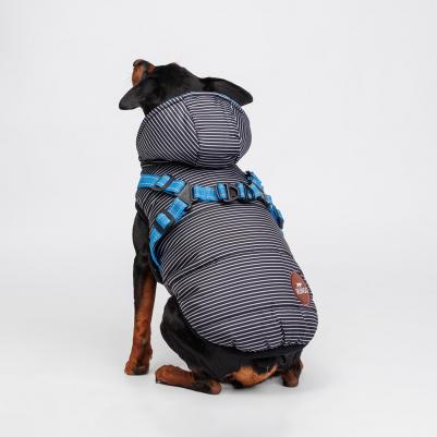 Попона теплая со шлейкой для собак, S, черная – фото 3