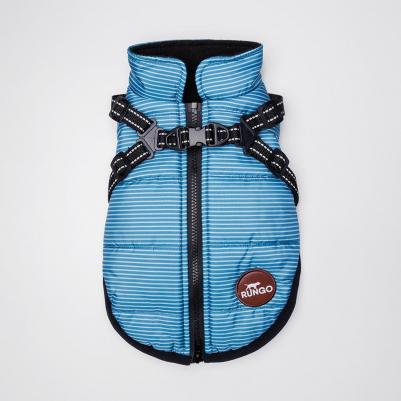 Попона теплая со шлейкой для собак, S, синяя – фото 2