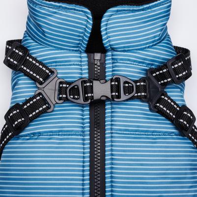 Попона теплая со шлейкой для собак, S, синяя – фото 5