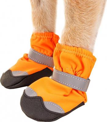 Ботинки на липучках для собак S оранжевый (унисекс) – фото 1
