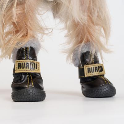 Ботинки с мехом для собак, L, черный – фото 2