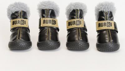 Ботинки с мехом для собак, L, черный