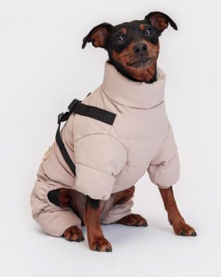 Комбинезон на замке со шлейкой для собак, S, серый – фото 3