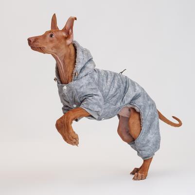 Комбинезон с капюшоном для собак, 2XL, серый – фото 3