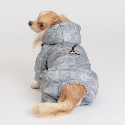 Комбинезон с капюшоном для собак, M, серый – фото 5