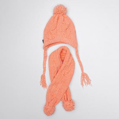 Комплект из шенилла для собак, шапка 18х16 см, шарф 60х8 см, персиковый – фото 2