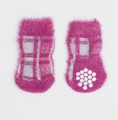 Носки для собак в клетку, XL, коричневые – фото 2