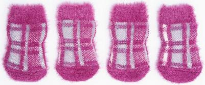 Носки для собак в клетку, XL, коричневые