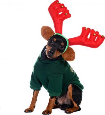 Ободок безразмерный для собак и кошек Рога оленьи большие красный