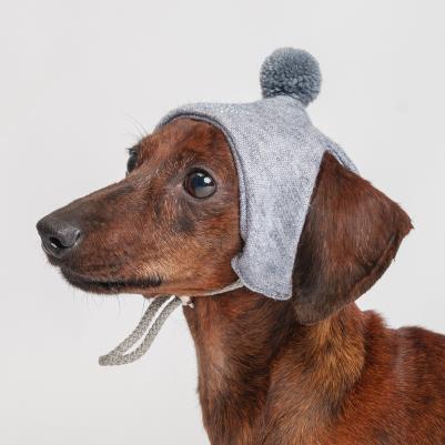 шапочка зимняя универсальная для собак, S, серый шелк (унисекс) – фото 4