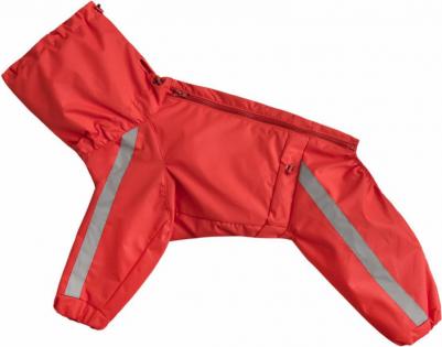 Дождевик для собак без подкладки с воротником-капюшоном Басенджи красный – фото 4