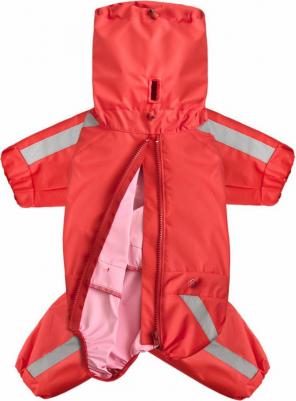 Дождевик для собак без подкладки с воротником-капюшоном Басенджи красный – фото 5