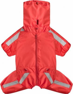 Дождевик для собак без подкладки с воротником-капюшоном Басенджи красный – фото 7