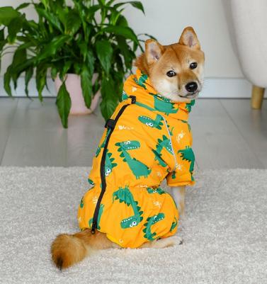 Дождевик для собак Дино оранжево-зеленый XXL – фото 4