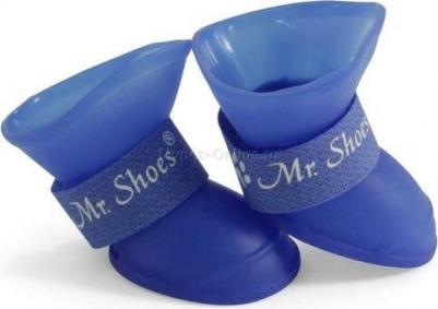 Сапоги Mr.Shoes для взрослых собак из пластичной резины на липучке голубой M YXS202M