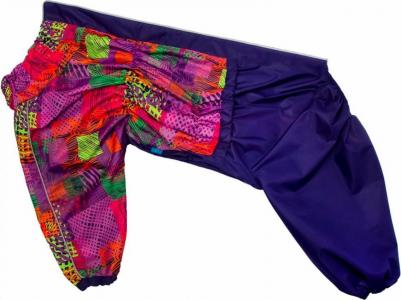 Дождевик для собаки Лабрадор с рисунком квадраты лаванда – фото 1