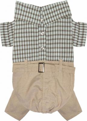 Костюм для собак, унисекс, бежевый, зеленый, M, длина спины 30 см – фото 1