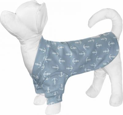 Толстовка для собак Якорь, унисекс, голубой, L, длина спины 35 см