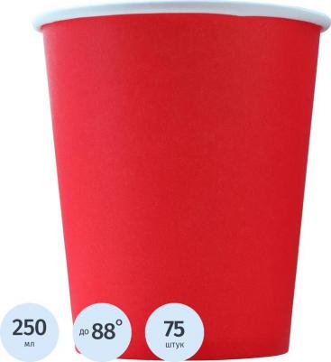 Стакан одноразовый бумажный 250 мл красный 75 штук в упаковке Эконом