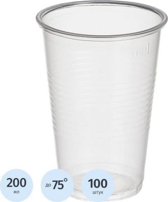 Стакан одноразовый пластиковый 200 мл прозрачный 100 штук в упаковке Стандарт – фото 8