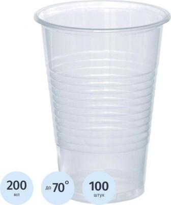 Стакан одноразовый пластиковый 200 мл прозрачный 100 штук в упаковке