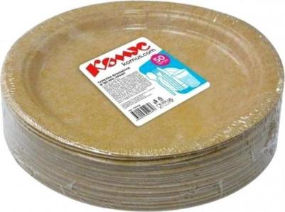 Тарелка одноразовая бумажная 180 мм крафт 50 штук в упаковке Эконом – фото 10