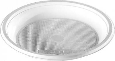 Тарелка одноразовая пластиковая 165 мм белая 100 штук в упаковке Эконом 4610004778575 – фото 3