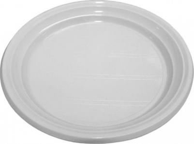 Тарелка одноразовая пластиковая 205 мм белая 100 штук в упаковке Стандарт 4610004776069 – фото 1