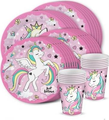 Набор бумажной одноразовой посуды для праздника Единорог №2