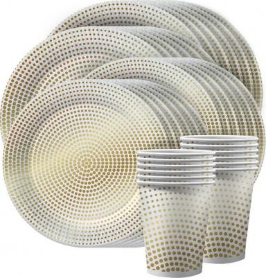 Набор бумажной одноразовой посуды для праздника Золотой горох