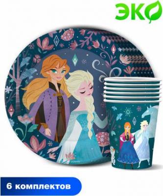 Набор для праздника. Frozen 2 Сканди (тарелка мал., стакан, по 6 шт.) – фото 1