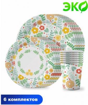 Набор одноразовой посуды "Желтые цветы" 4660214389801 – фото 1