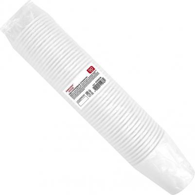 Одноразовые стаканы, 250 мл, комплект 50 штук, бумажные, однослойные, белые, холодное, горячее