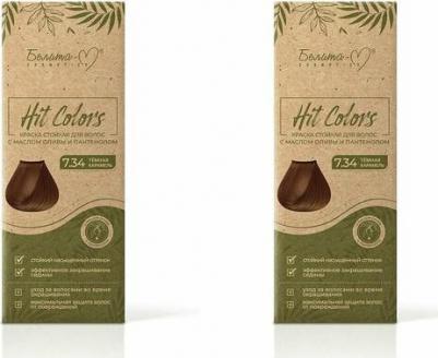 Краска стойкая для волос с маслом оливы и пантенолом серии HIT COLORS тон № 7.34 Темная карамель – фото 2