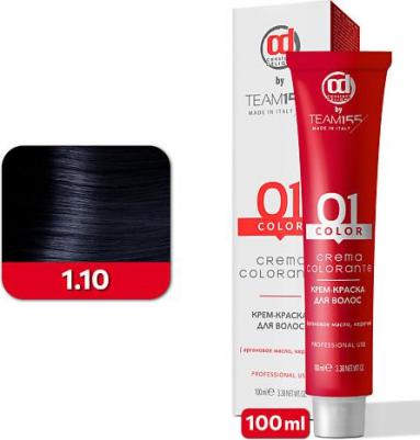 Крем-краска TEAM155 для окрашивания волос 1.10 иссиня-черный 100 мл – фото 1