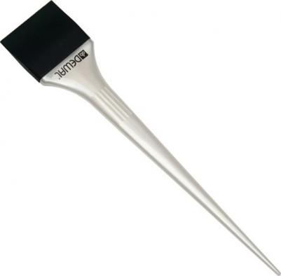 Кисть-лопатка для окрашивания корней, силиконовая, узкая, черная с белой ручкой 44 мм – фото 2