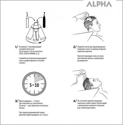 Краска-камуфляж для седины Alpha 5/0 Светлый шатен 10 мл, оксигент 6% 10 мл – фото 2