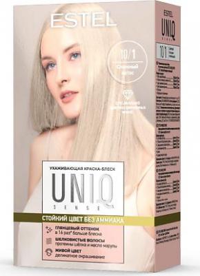 Ухаживающая краска-блеск для волос без аммиака UNIQ SENSE 10/1 светлый блондин пепельный