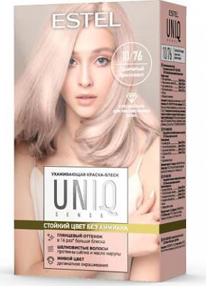 Ухаживающая краска-блеск для волос без аммиака UNIQ SENSE 10/76 светлый блондин коричнево-фиолетовый