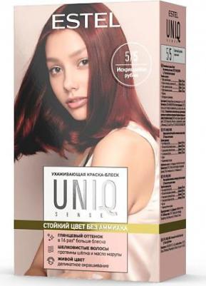 Ухаживающая краска-блеск для волос без аммиака UNIQ SENSE 5/5 светлый шатен красный