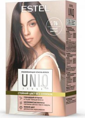 Ухаживающая краска-блеск для волос без аммиака UNIQ SENSE 5/76 светлый шатен коричнево-фиолетовый