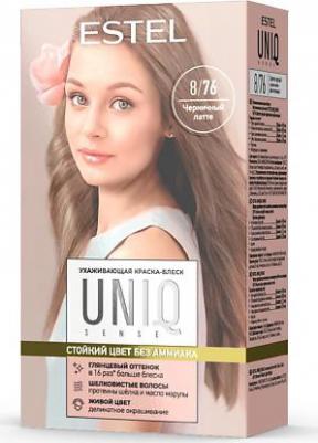 Ухаживающая краска-блеск для волос без аммиака UNIQ SENSE 8/76 светло-русый коричнево-фиолетовый