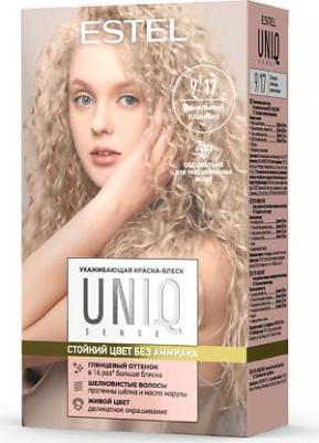 Ухаживающая краска-блеск для волос без аммиака UNIQ SENSE 9/17 блондин пепельно-коричневый