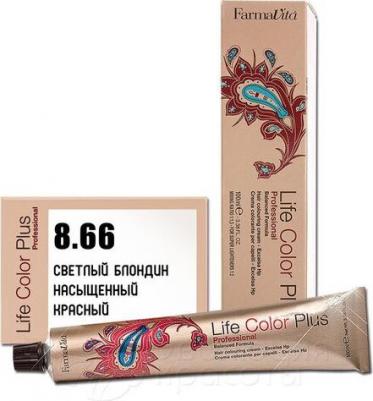 8.66 краска для волос, светлый блондин насыщенный красный / LIFE COLOR PLUS 100 мл – фото 6