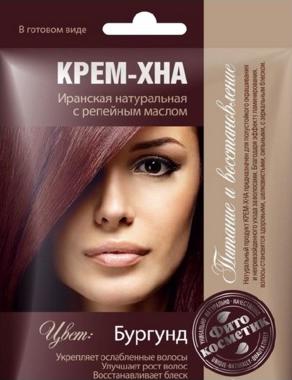 Крем-хна в готовом виде Бургунд с репейным маслом 50мл, упак – фото 1