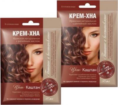 Крем-хна в готовом виде Каштан с репейным маслом 50мл, упак – фото 11