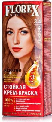 Краска для волос Florex-Super NEW КЕРАТИН 3.4 лесной орех – фото 4
