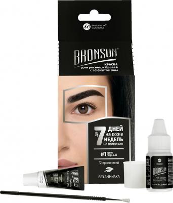 Набор для домашнего окрашивания BRONSUN, краска для бровей и ресниц + оксидант, цвет черный тон 1 – фото 2