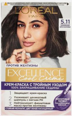 Крем-краска для волос Excellence Cool Creme Ультрапепельный светло-каштановый тон 5.11, 192 мл – фото 11