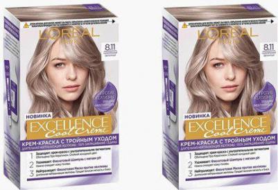 Крем-краска для волос Excellence Cool Creme Ультрапепельный светло-русый тон 8.11, 192 мл – фото 1